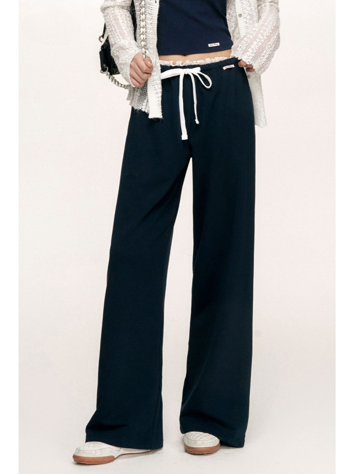 Ruffle Waist Straight Leg Sweatpants