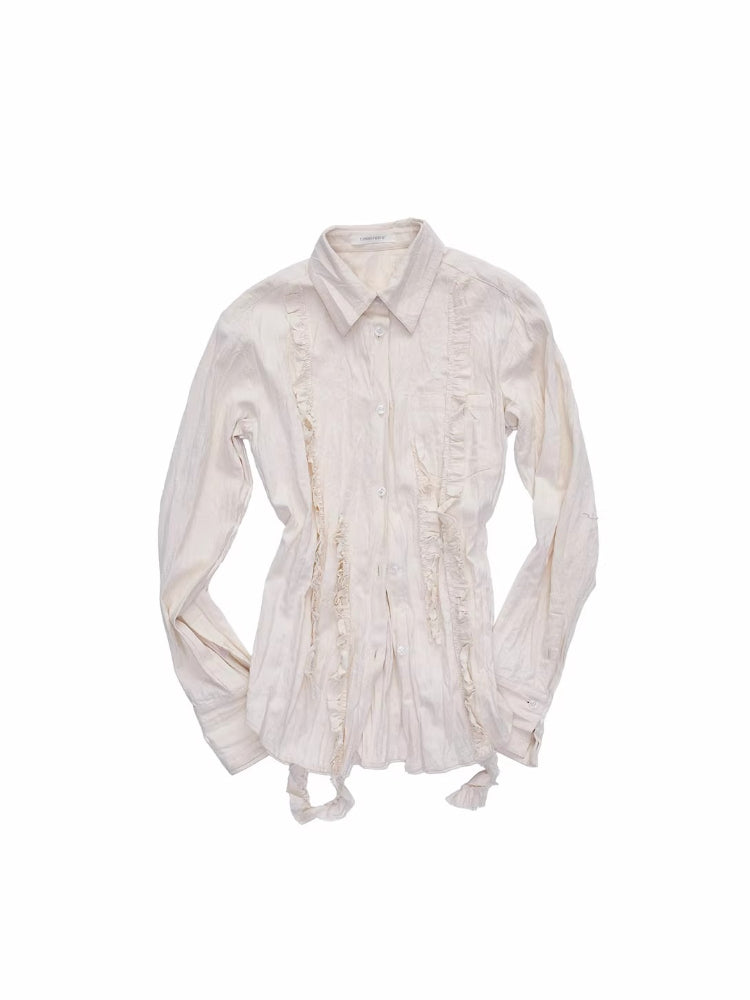 Ruffled Panel Pleated Shirt