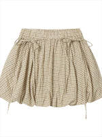 Khaki & Black Retro Check Shirt & Skirt Set