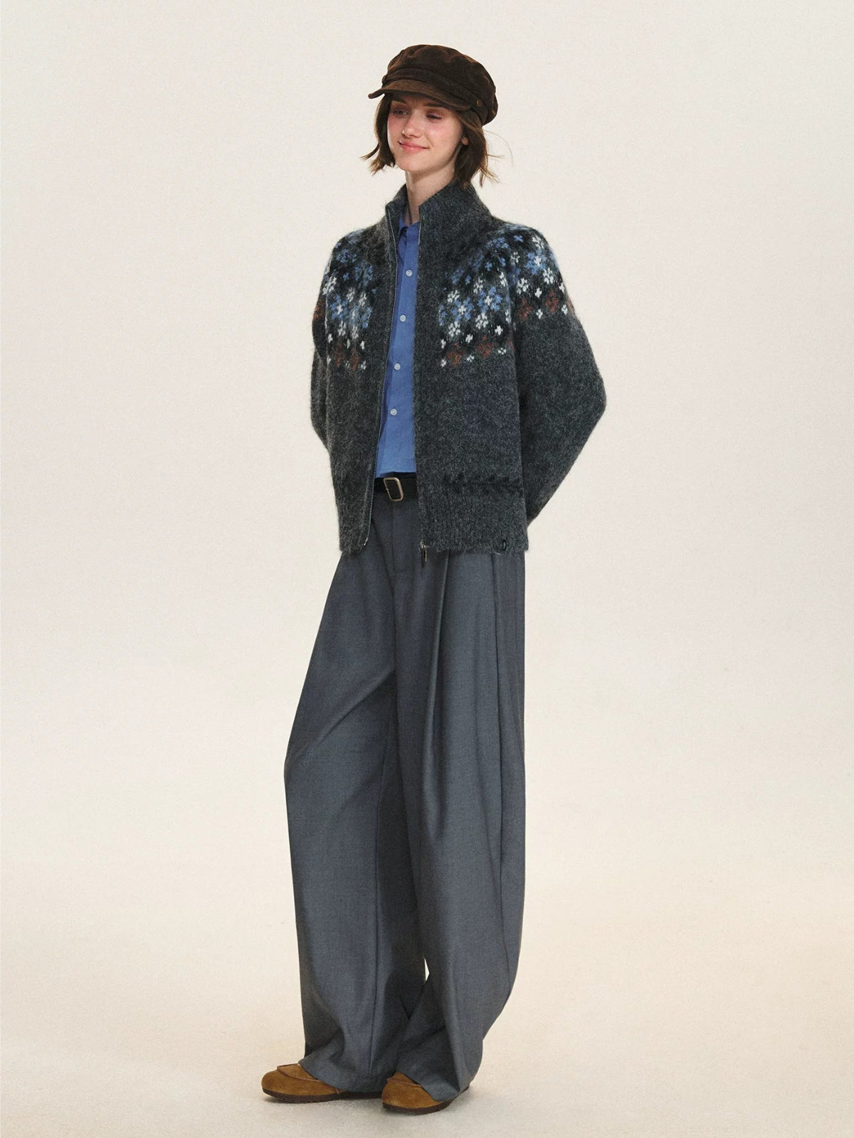 Vintage Fair Isle Zip Cardigan