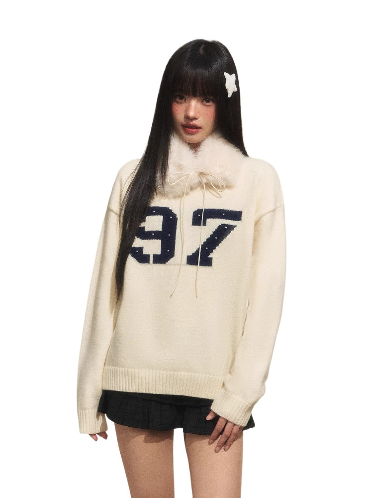 Detachable Fur Collar Sweater