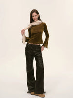 Paneled Faux Leather Wide-Leg Pants
