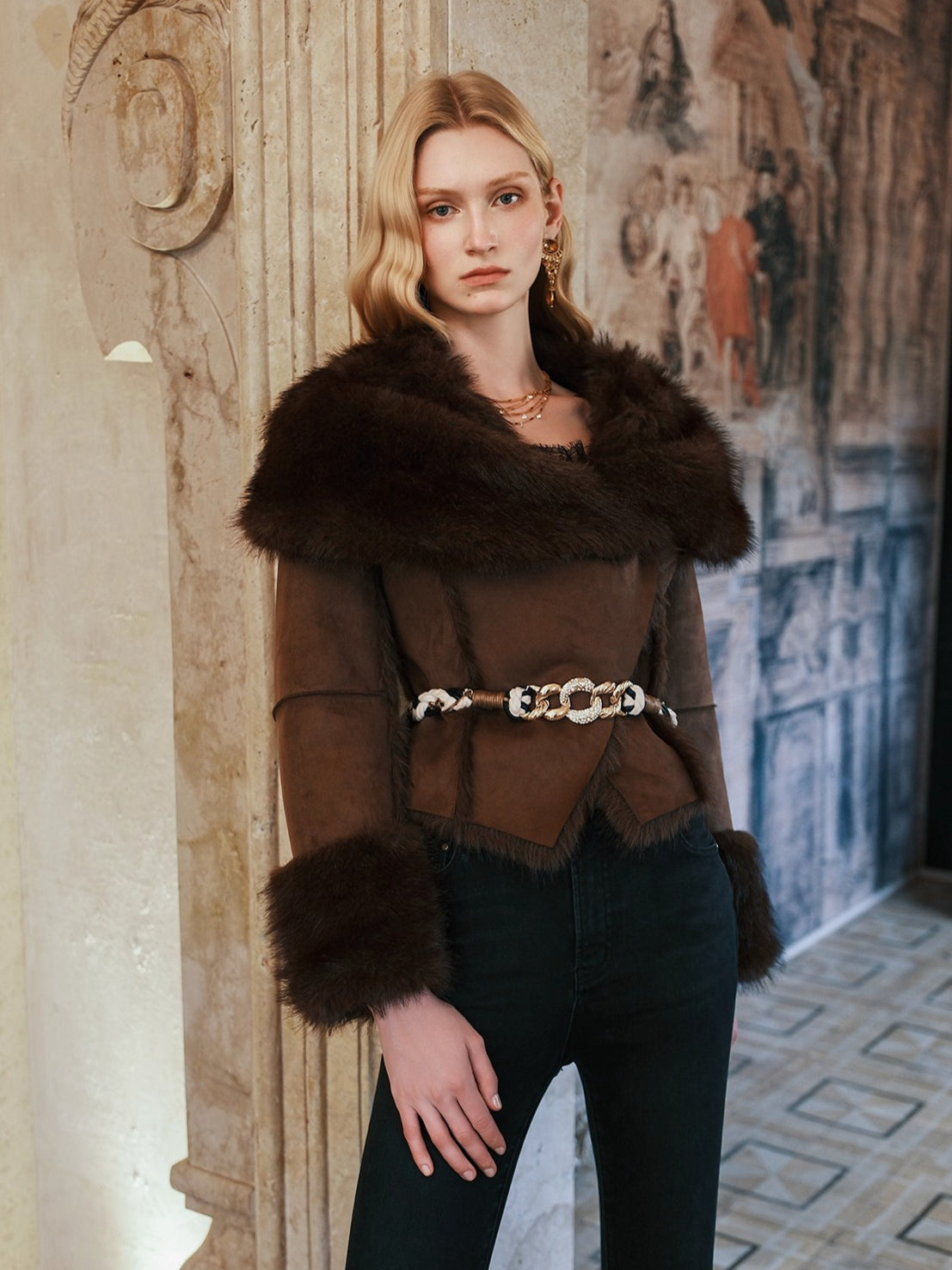 Mishka Faux Shearling Suede Cropped Jacket