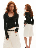 Soft Draped Off Shoulder Fitted Top