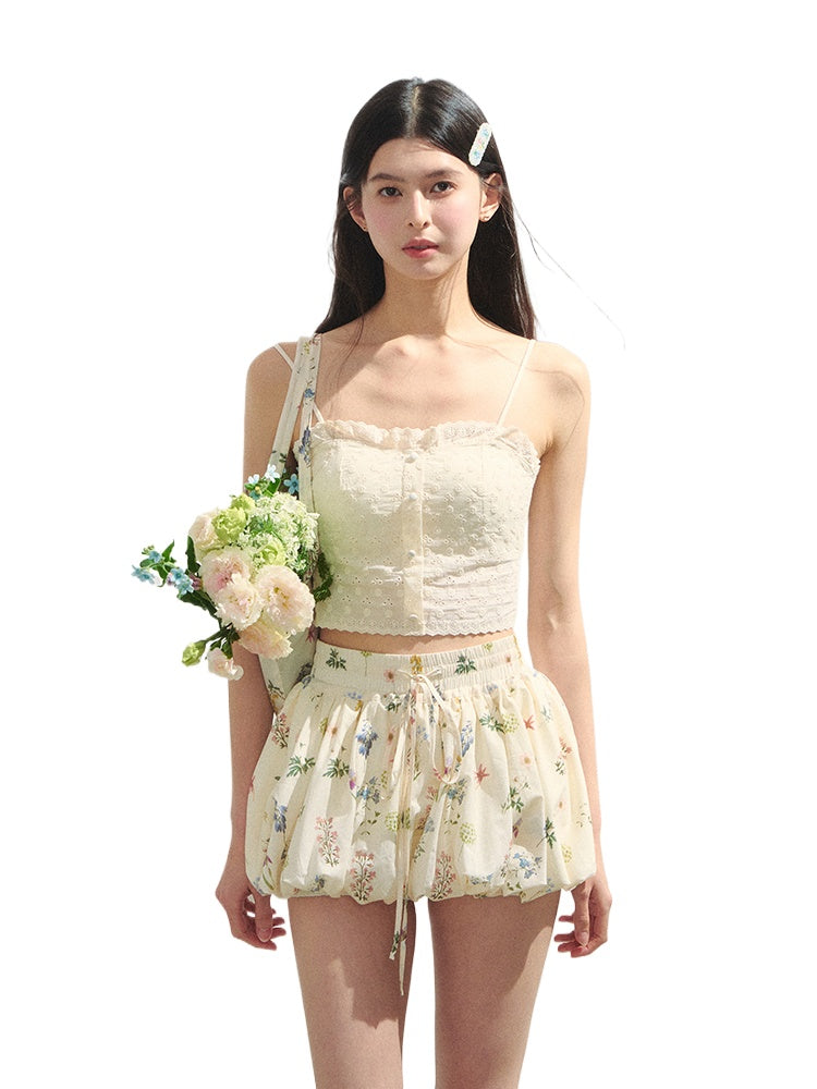 Embroidered Strapless Backless Top