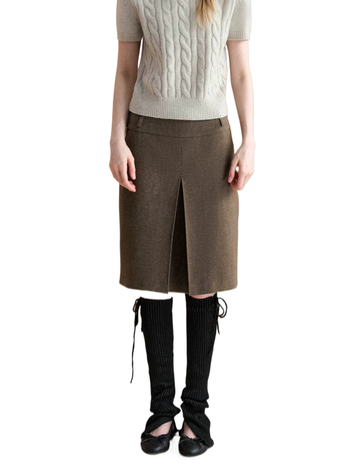 Vintage Minimal Pencil Midi Skirt