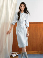 Puff Sleeve Lace Skirt Set