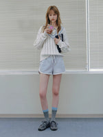 College Contrast V-Neck Knit Sweater