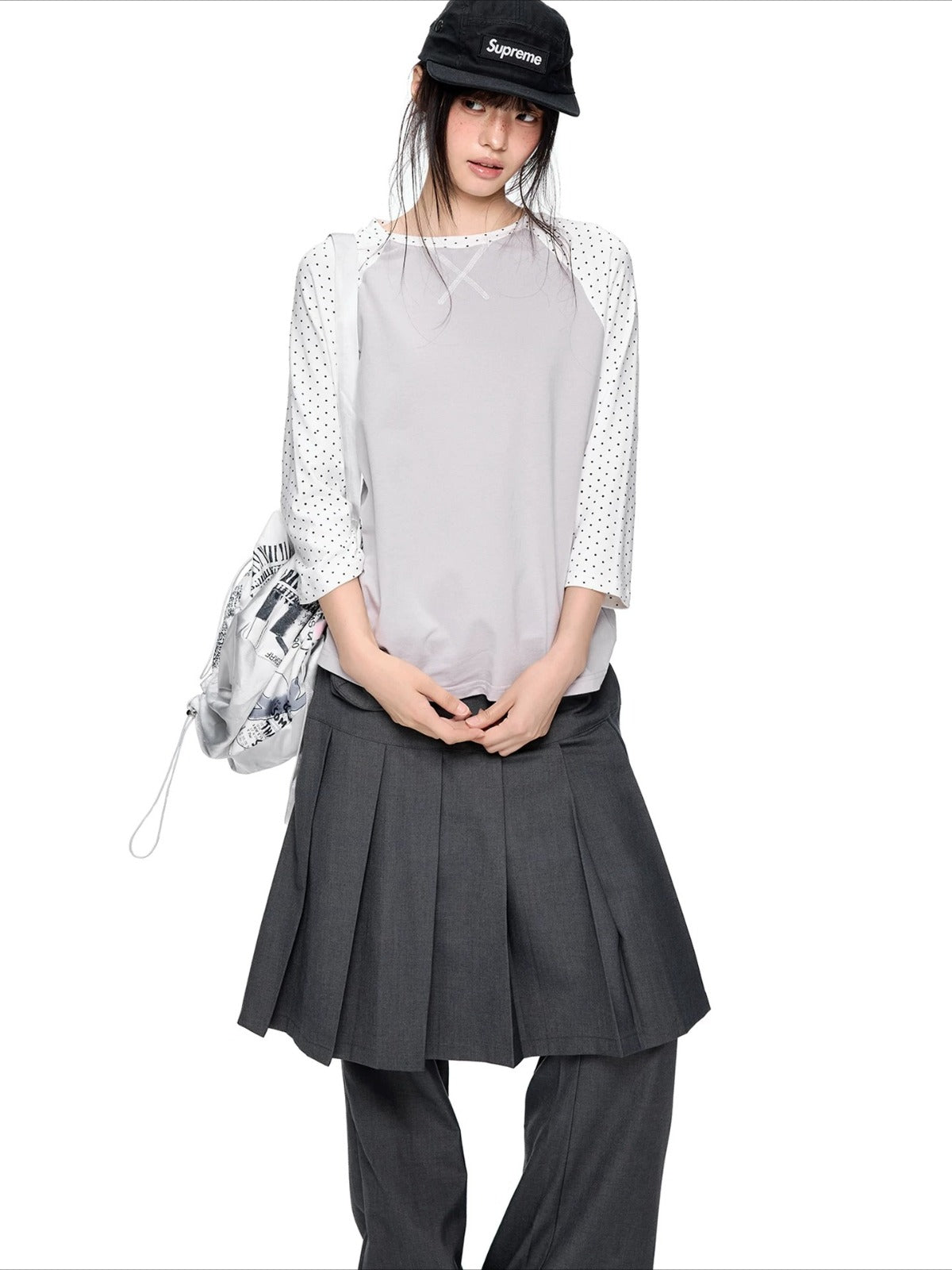 Contrast Stripe Dot Tee