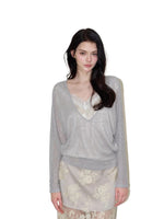 Faux Two-Piece Lace Top