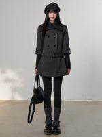 Belted Wool Blend Trench Dress