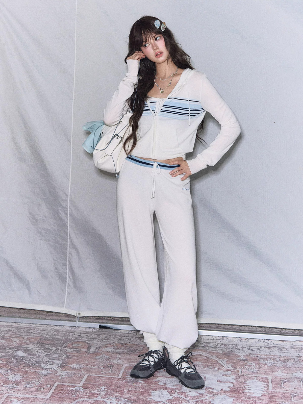 Striped Knit Three Piece Set