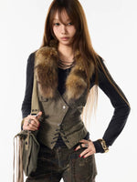 Fur Collar Vest