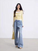 Yellow & Gray Layered Ruched Top