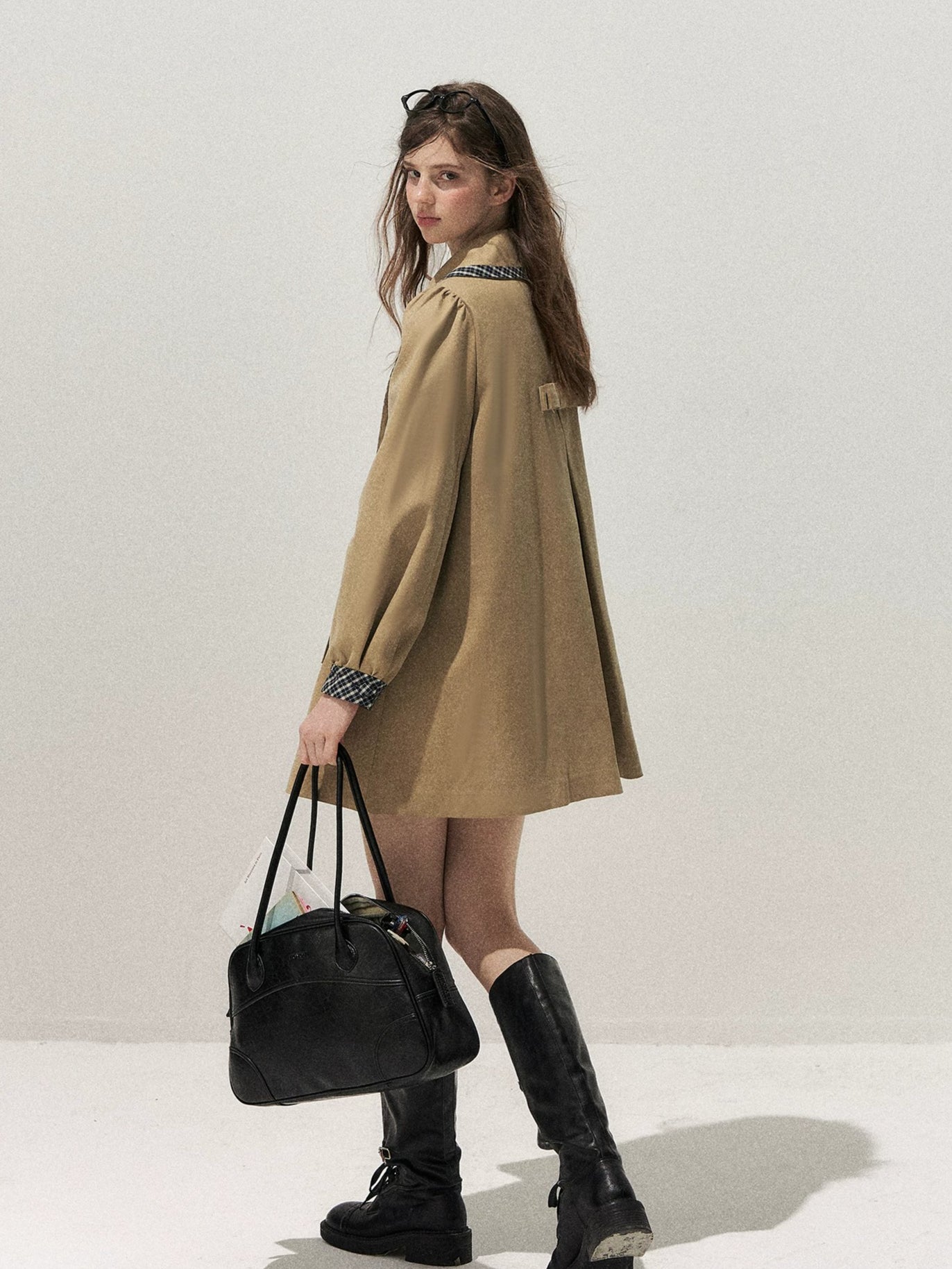 Plaid Peter Pan Trench Coat