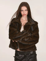 Vintage Faux Mink Fur Buckle Jacket