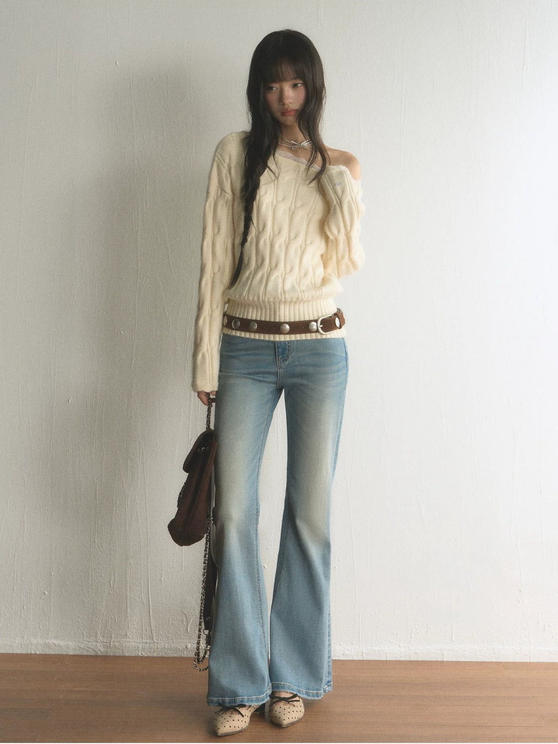 Off Shoulder Knit Sweater