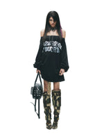 Punk Graffiti Off-Shoulder Tee