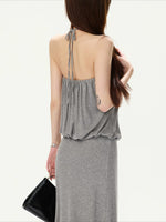 Rhinestone Halter Maxi Dress
