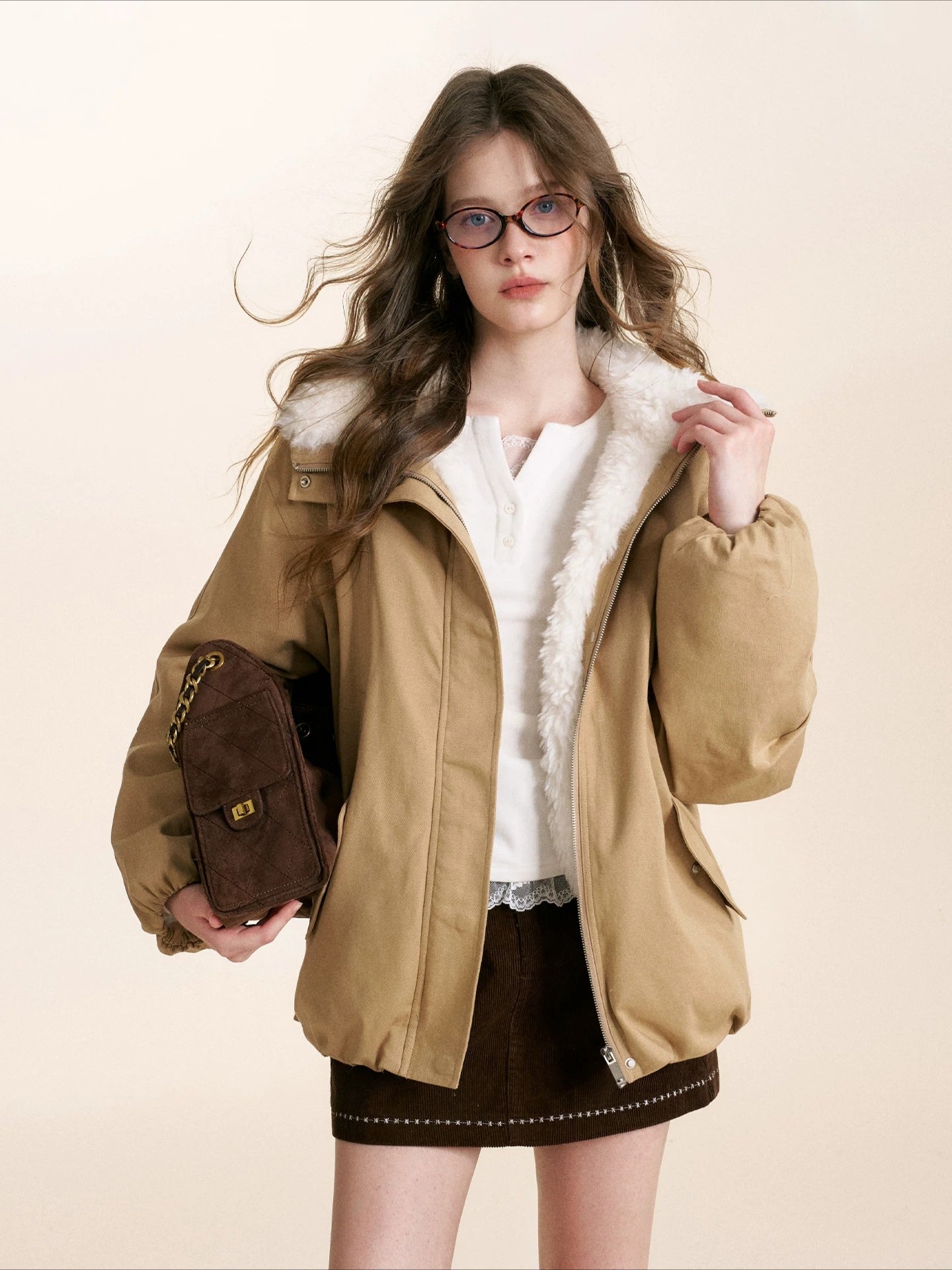 Shearling Collar Parka Jacket