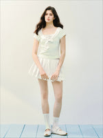 Green & Blue Bowtie Ruffle Tee