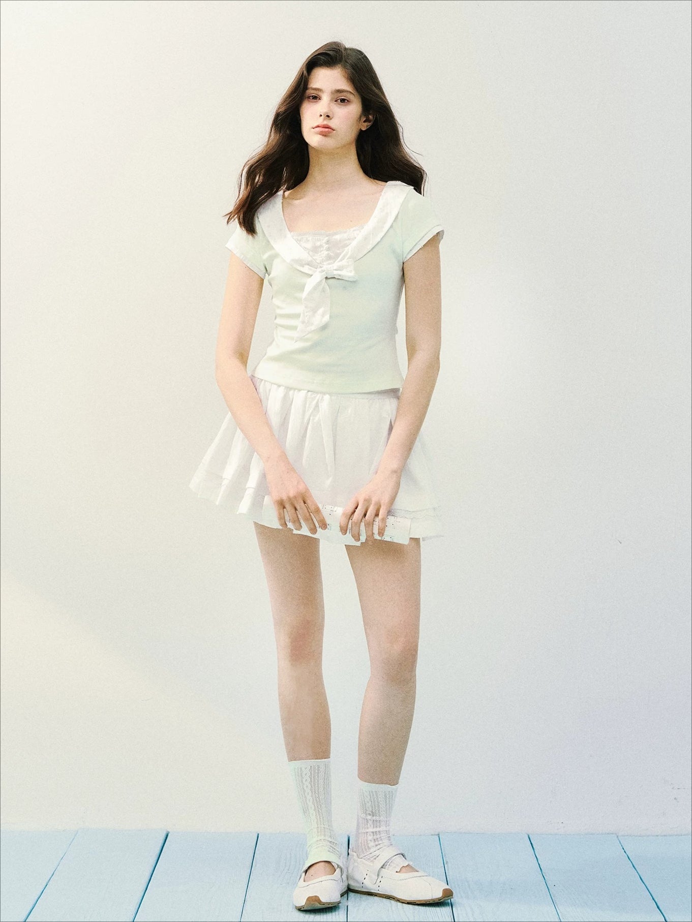 Green &amp; Blue Bowtie Ruffle Tee