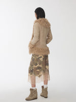 Shearling Embroidered Suede Jacket