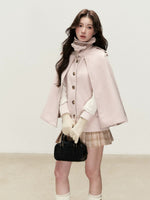 Vintage Plaid Panel Wool Cape Coat
