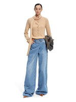 Sailor-Inspired Washed Twill Denim Low-Rise Straight Jeans