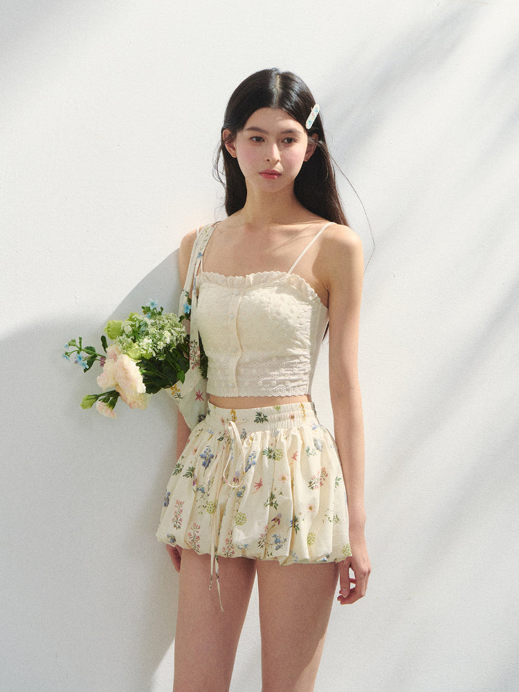 Color-Blocked Lyocell Bubble Skirt