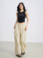 Cargo Pleated Wide-Leg Pants