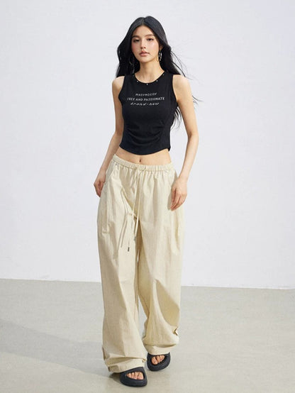 Cargo Pleated Wide-Leg Pants