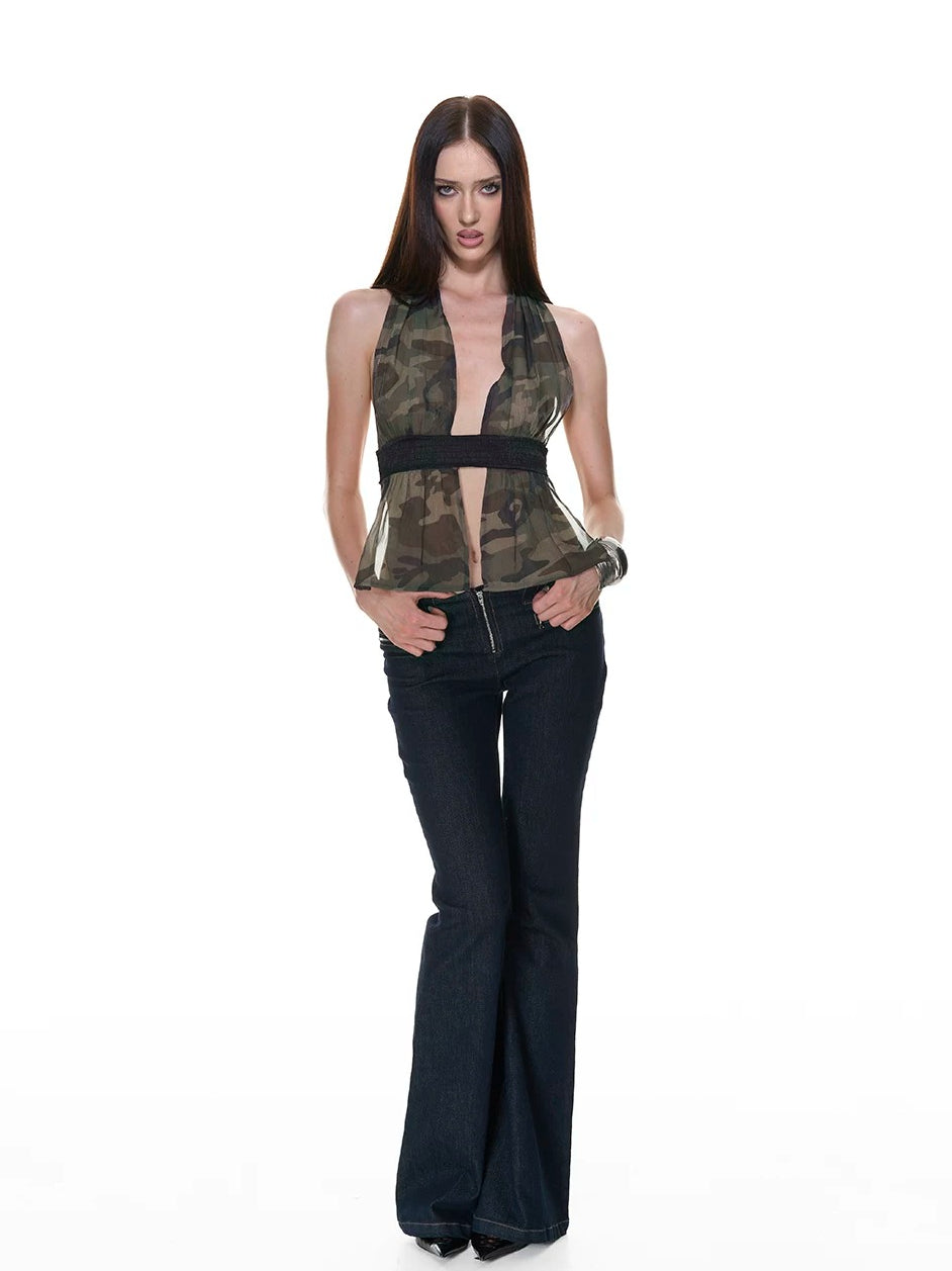 Sheer Organza Halter Top