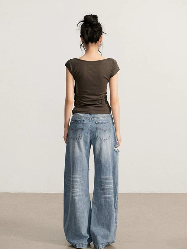 Asymmetric Draped Slim T-Shirt