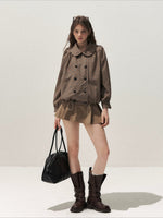 Plaid Peter Pan Trench Set