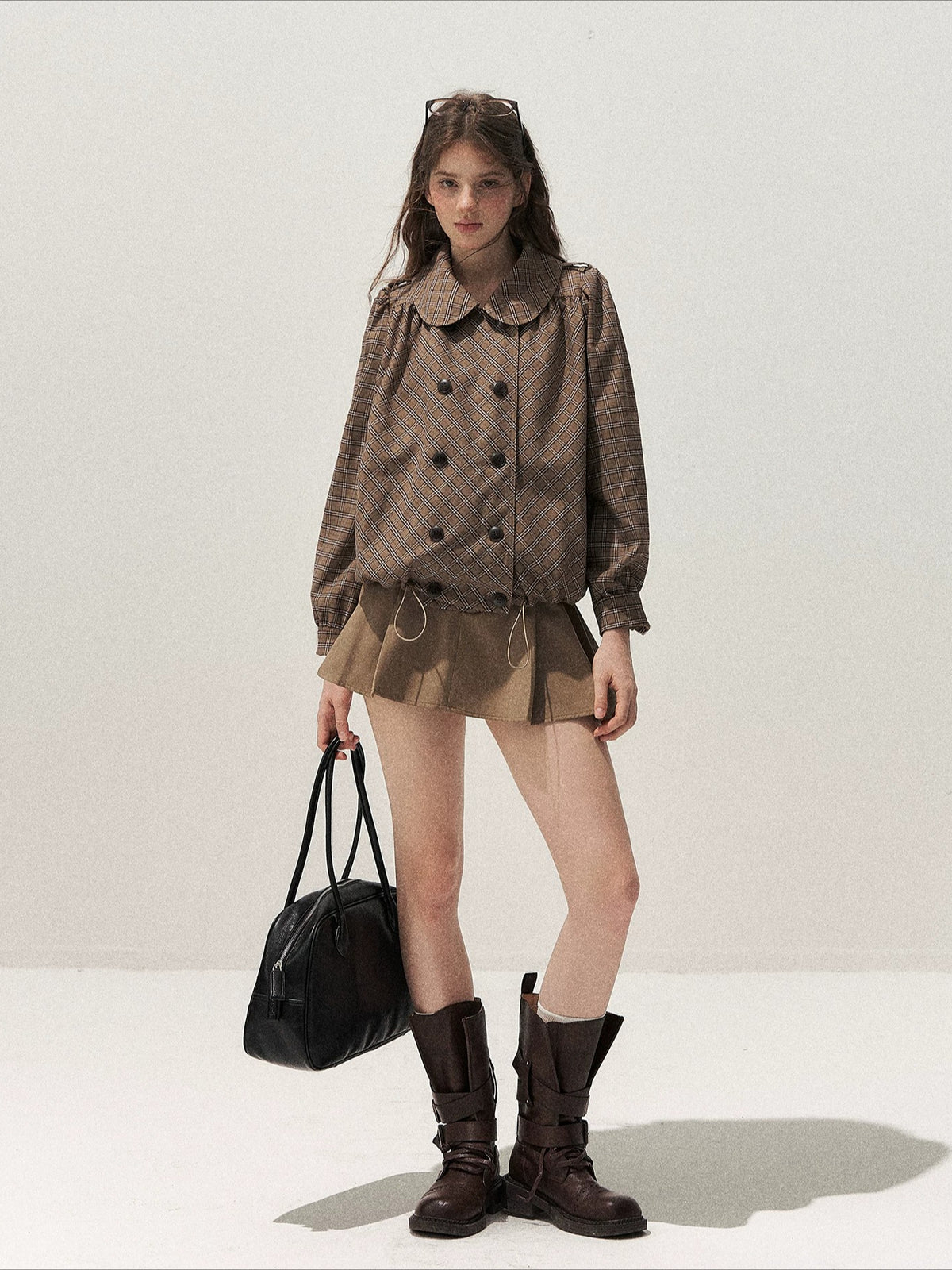 Plaid Peter Pan Trench Set