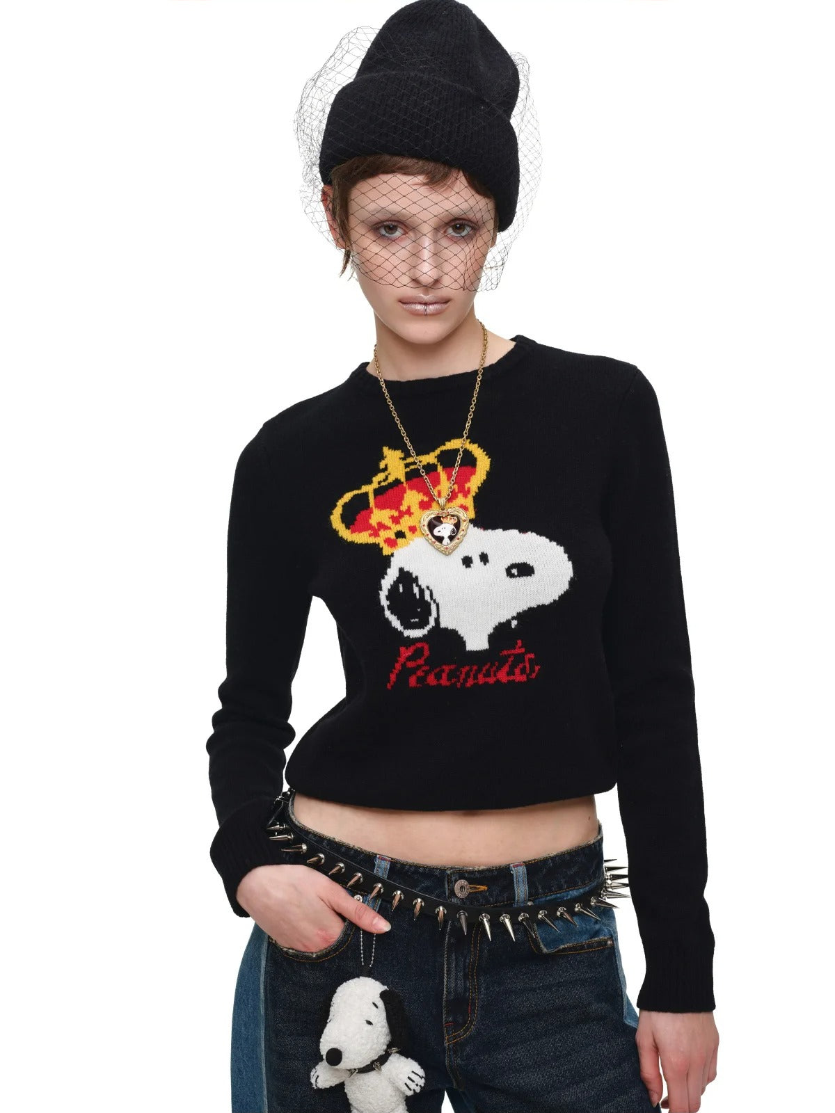 Snoopy Jacquard Wool Knit Sweater