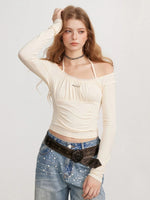 Ruched Tie Long Sleeve Top