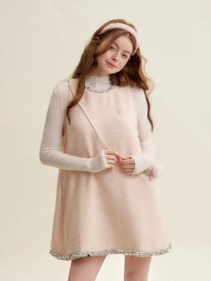 Sequin Tweed Pinafore Dress