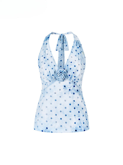 Polka Dot Rose Halter Vest