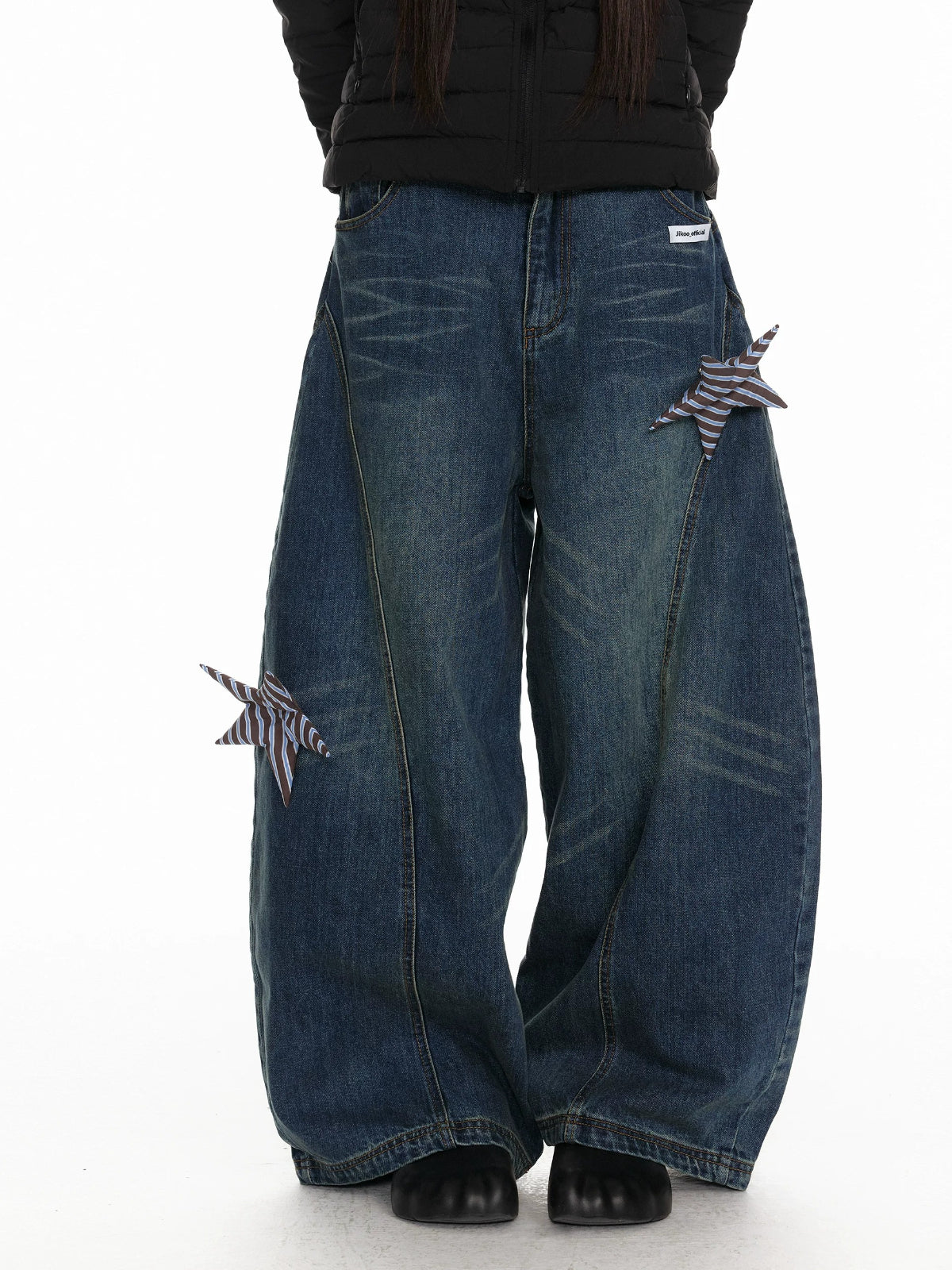 Star Patch Wide Leg Jeans