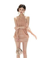 Halter Ruched Mini Dress