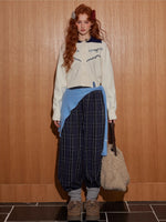 Plaid Double-Waist Relaxed Straight Pants