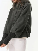Shearling Collar Wool Cashmere Cape Coat