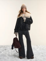 Plaid Faux Fur Collar Down Jacket