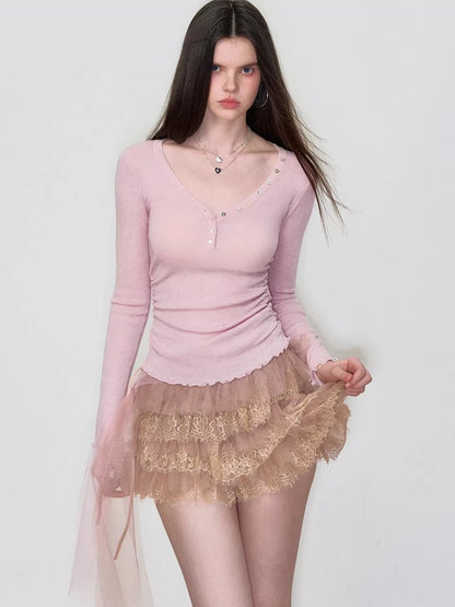 V-Neck Waist Knit Top