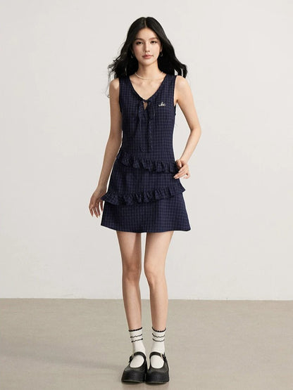 Plaid Ruffle Pinafore Dress