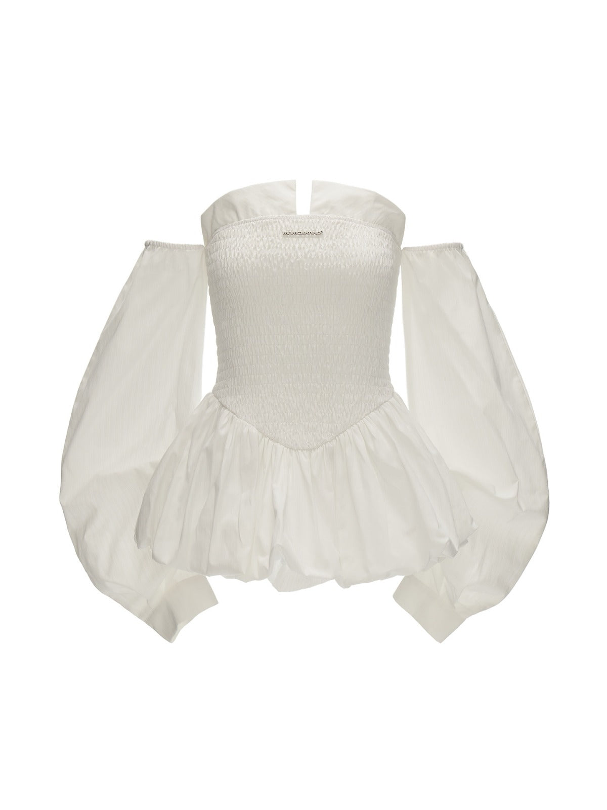Striped Shirred Bustier Puff Sleeve Dress