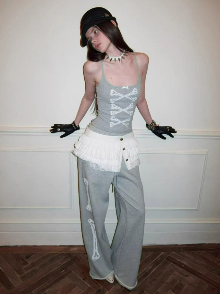 Bone Sequin Stand-Collar Sweat Set