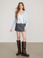 Contrast Collar Layered Knit Sweater